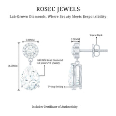 Certified Lab Grown Diamond Dangling Bridal Earrings