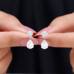 Certified Lab Grown Diamond Dangling Bridal Earrings