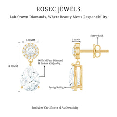 Certified Lab Grown Diamond Dangling Bridal Earrings