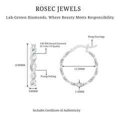 Certified Lab Created Diamond Hoops for Women