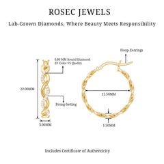 Certified Lab Created Diamond Hoops for Women