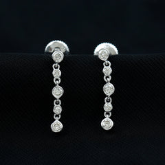 Round Cut Diamond Chain Dangle Earrings For Women