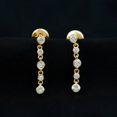 Round Cut Diamond Chain Dangle Earrings For Women