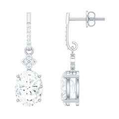 Oval Cut Lab Grown Diamond Dangling Earrings For Bride