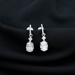 Oval Cut Lab Grown Diamond Dangling Earrings For Bride