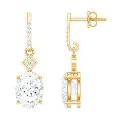 Oval Cut Lab Grown Diamond Dangling Earrings For Bride