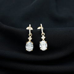 Oval Cut Lab Grown Diamond Dangling Earrings For Bride