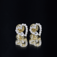 Certified Morganite and Diamond Heart Stud Earrings with Screwbacks