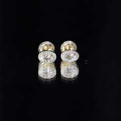 Peach Morganite and Diamond Halo Stud Earrings