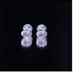 Natural Pink Sapphire Stud Earrings With Diamonds
