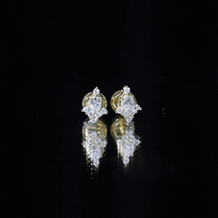 Certified Moissanite Stud Earrings in Yellow Gold Plated Silver