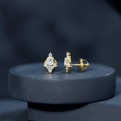 Certified Moissanite Stud Earrings in Yellow Gold Plated Silver
