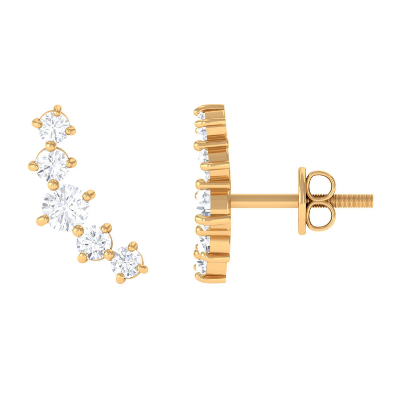 1/2 CT Minimal Diamond Climber and Crawler Earrings