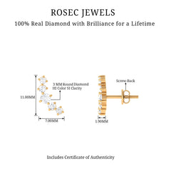 1/2 CT Minimal Diamond Climber and Crawler Earrings