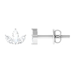 1/2 CT Marquise Cut Diamond Leaf Stud Earrings