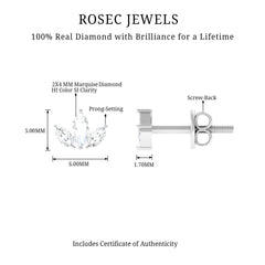 1/2 CT Marquise Cut Diamond Leaf Stud Earrings