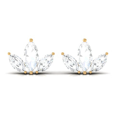 1/2 CT Marquise Cut Diamond Leaf Stud Earrings