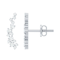 Certified Moissanite Ear Climber Earrings