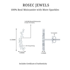 Certified Moissanite Ear Climber Earrings