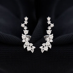Certified Moissanite Ear Climber Earrings