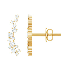 Certified Moissanite Ear Climber Earrings