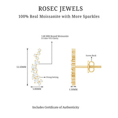 Certified Moissanite Ear Climber Earrings
