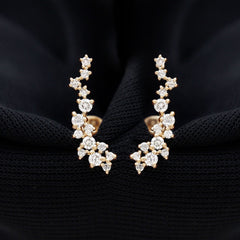 Certified Moissanite Ear Climber Earrings