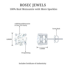 Minimalist Sterling Silver Moissanite Stud Earrings