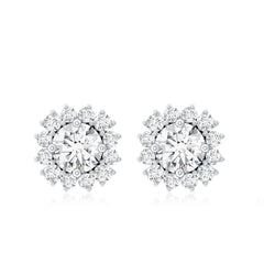 Round 1 Carat Moissanite Halo Stud Earrings for Women