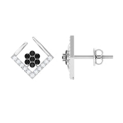 Contemporary Lab Created Black Diamond Floral Stud Earrings