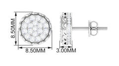 Natural Diamond Cluster Stud Earrings with Screw Back