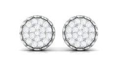 Natural Diamond Cluster Stud Earrings with Screw Back