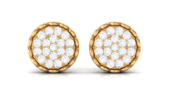 Natural Diamond Cluster Stud Earrings with Screw Back