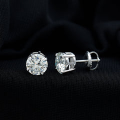 2.5 Carat Round Moissanite Studs in Claw Setting