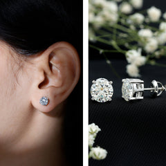 2.5 Carat Round Moissanite Studs in Claw Setting