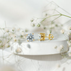 2.5 Carat Round Moissanite Studs in Claw Setting