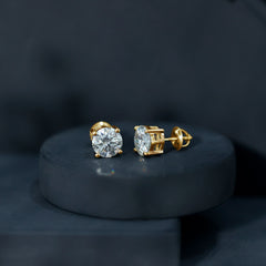 2.5 Carat Round Moissanite Studs in Claw Setting