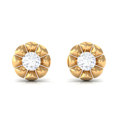 Round Diamond Floral Stud Earrings in Prong Setting