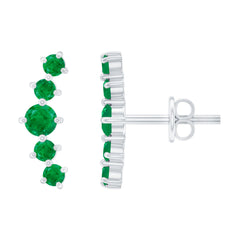 Emerald Stud Climber Earrings