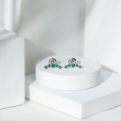 Emerald Stud Climber Earrings