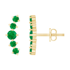 Emerald Stud Climber Earrings