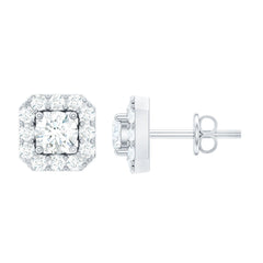 1/4 CT Solitaire Diamond Stud Earrings with Halo