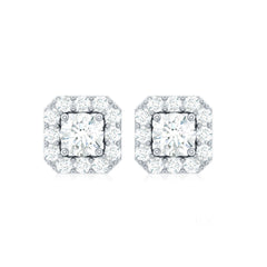 1/4 CT Solitaire Diamond Stud Earrings with Halo