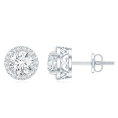 3 CT Certified Moissanite Minimal Stud Earrings with Halo in Gold