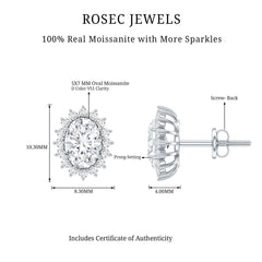 2.25 CT Oval Moissanite Classic Stud Earrings With Halo