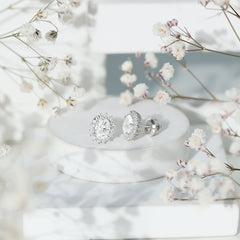 2.25 CT Oval Moissanite Classic Stud Earrings With Halo