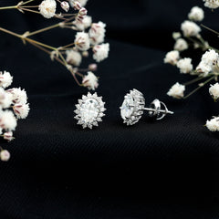 2.25 CT Oval Moissanite Classic Stud Earrings With Halo