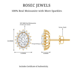 2.25 CT Oval Moissanite Classic Stud Earrings With Halo