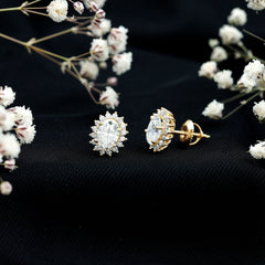 2.25 CT Oval Moissanite Classic Stud Earrings With Halo