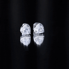 Certified Moissanite Heart Stud Earrings with Halo